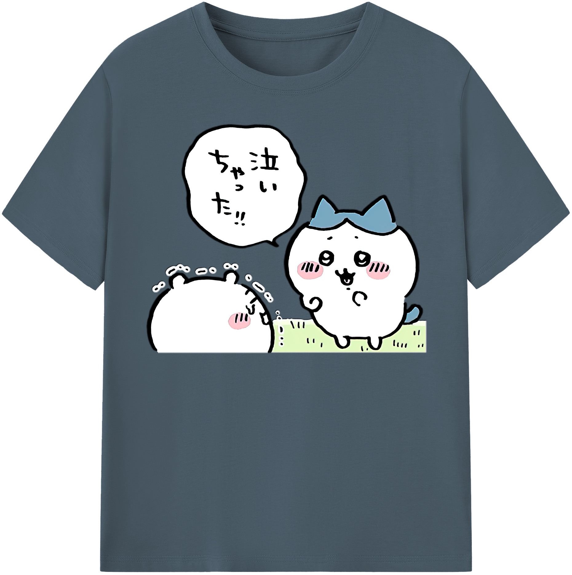 （画像用） ちいかわ ハチワレ Chii-kawa hachiware 綿100％半袖Tシャツ（フロントプリント）